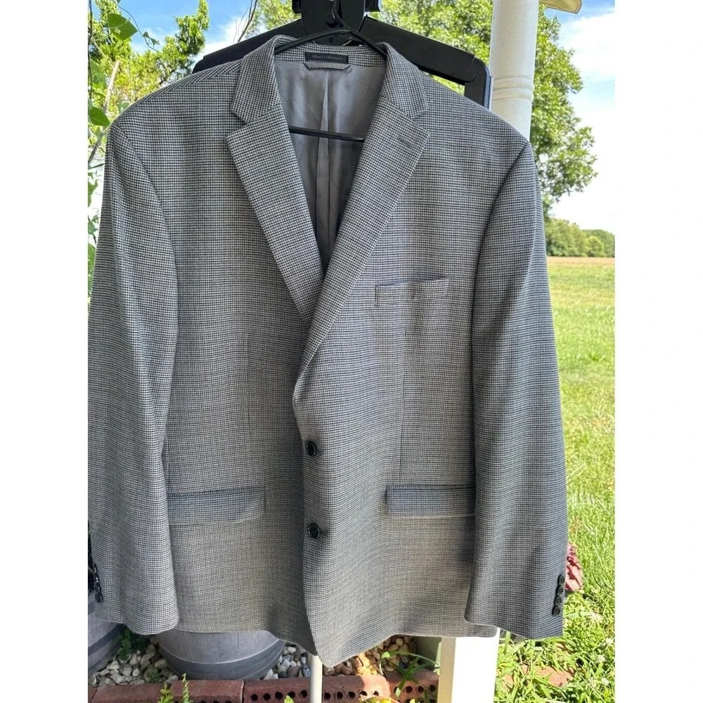 Lauren Ralph Lauren Men's 52L Blazer‎ Sport Coat Houndstooth Grey Black 52 Long